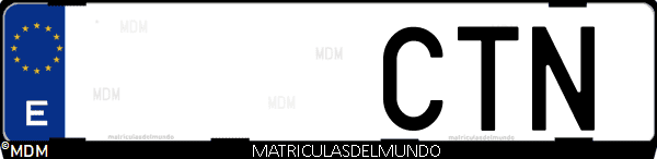Imágen de matrícula de coche con letras CTN de España
