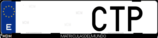 Imágen de matrícula de coche con letras CTP de España
