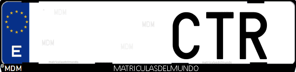 Imágen de matrícula de coche con letras CTR de España