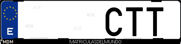 Imágen de matrícula de coche con letras CTT de España