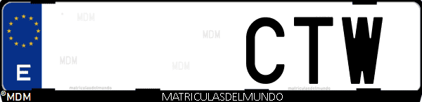 Imágen de matrícula de coche con letras CTW de España
