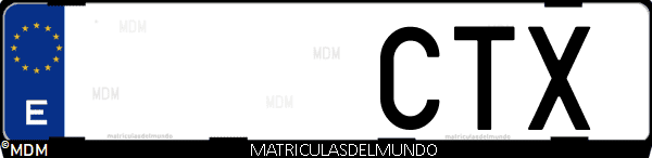 Imágen de matrícula de coche con letras CTX de España