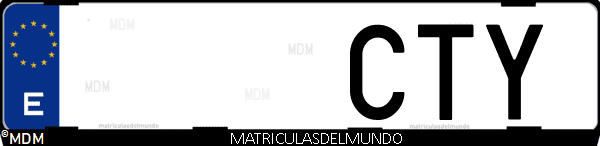 Imágen de matrícula de coche con letras CTY de España