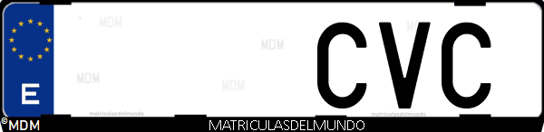 Imágen de matrícula de coche con letras CVC de España
