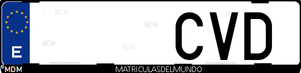 Imágen de matrícula de coche con letras CVD de España