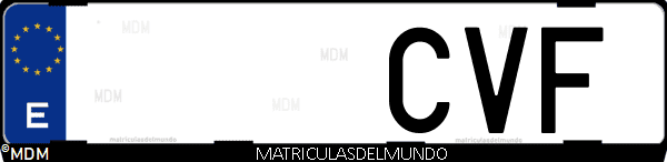 Imágen de matrícula de coche con letras CVF de España