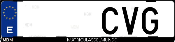 Imágen de matrícula de coche con letras CVG de España