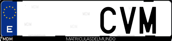 Imágen de matrícula de coche con letras CVM de España