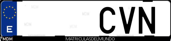 Imágen de matrícula de coche con letras CVN de España
