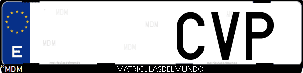 Imágen de matrícula de coche con letras CVP de España