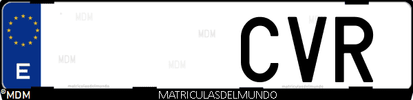 Imágen de matrícula de coche con letras CVR de España