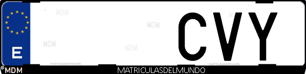 Imágen de matrícula de coche con letras CVY de España