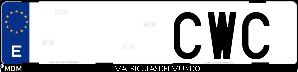 Imágen de matrícula de coche con letras CWC de España