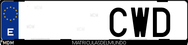 Imágen de matrícula de coche con letras CWD de España
