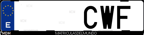 Imágen de matrícula de coche con letras CWF de España