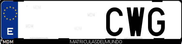 Imágen de matrícula de coche con letras CWG de España