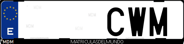 Imágen de matrícula de coche con letras CWM de España