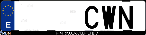 Imágen de matrícula de coche con letras CWN de España