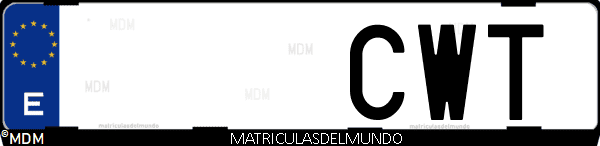 Imágen de matrícula de coche con letras CWT de España