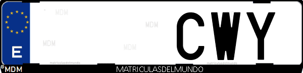 Imágen de matrícula de coche con letras CWY de España