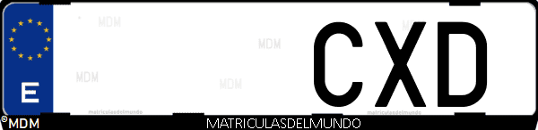 Imágen de matrícula de coche con letras CXD de España