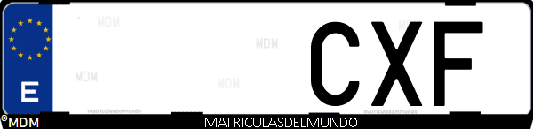 Imágen de matrícula de coche con letras CXF de España