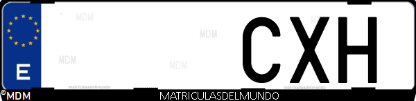 Imágen de matrícula de coche con letras CXH de España