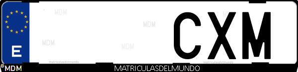 Imágen de matrícula de coche con letras CXM de España