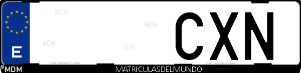 Imágen de matrícula de coche con letras CXN de España