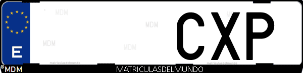 Imágen de matrícula de coche con letras CXP de España