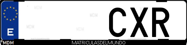 Imágen de matrícula de coche con letras CXR de España