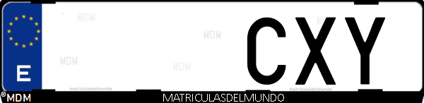 Imágen de matrícula de coche con letras CXY de España