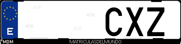 Imágen de matrícula de coche con letras CXZ de España