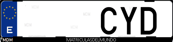 Imágen de matrícula de coche con letras CYD de España