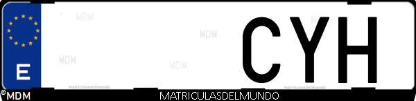 Imágen de matrícula de coche con letras CYH de España