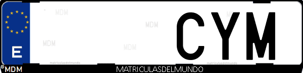 Imágen de matrícula de coche con letras CYM de España