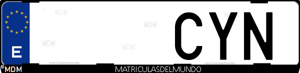 Imágen de matrícula de coche con letras CYN de España