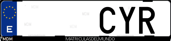 Imágen de matrícula de coche con letras CYR de España