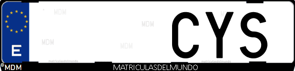 Imágen de matrícula de coche con letras CYS de España