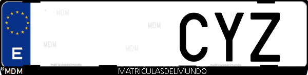 Imágen de matrícula de coche con letras CYZ de España
