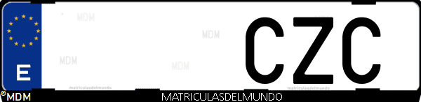 Imágen de matrícula de coche con letras CZC de España