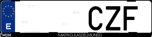 Imágen de matrícula de coche con letras CZF de España