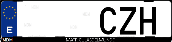 Imágen de matrícula de coche con letras CZH de España