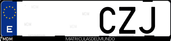 Imágen de matrícula de coche con letras CZJ de España
