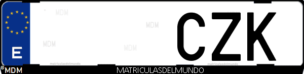 Imágen de matrícula de coche con letras CZK de España