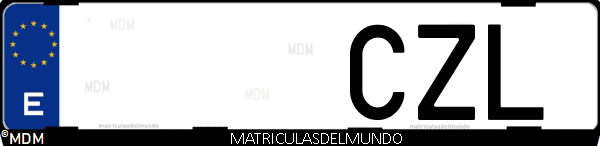Imágen de matrícula de coche con letras CZL de España