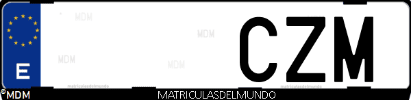 Imágen de matrícula de coche con letras CZM de España