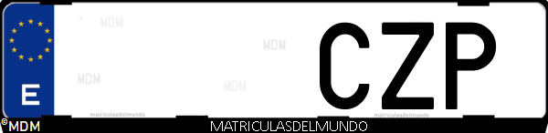 Imágen de matrícula de coche con letras CZP de España