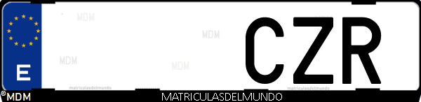 Imágen de matrícula de coche con letras CZR de España