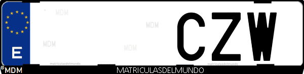 Imágen de matrícula de coche con letras CZW de España